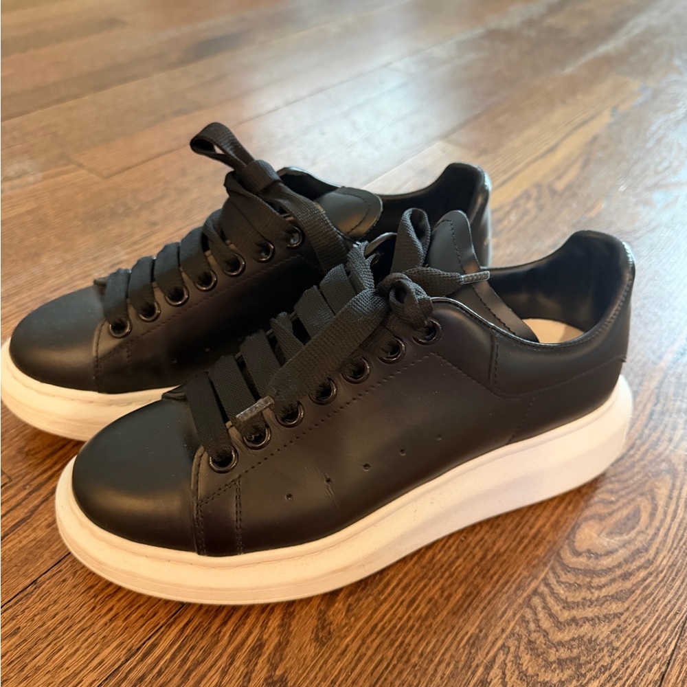 Alexander McQueen Black Leather Oversized Sole Sneakers